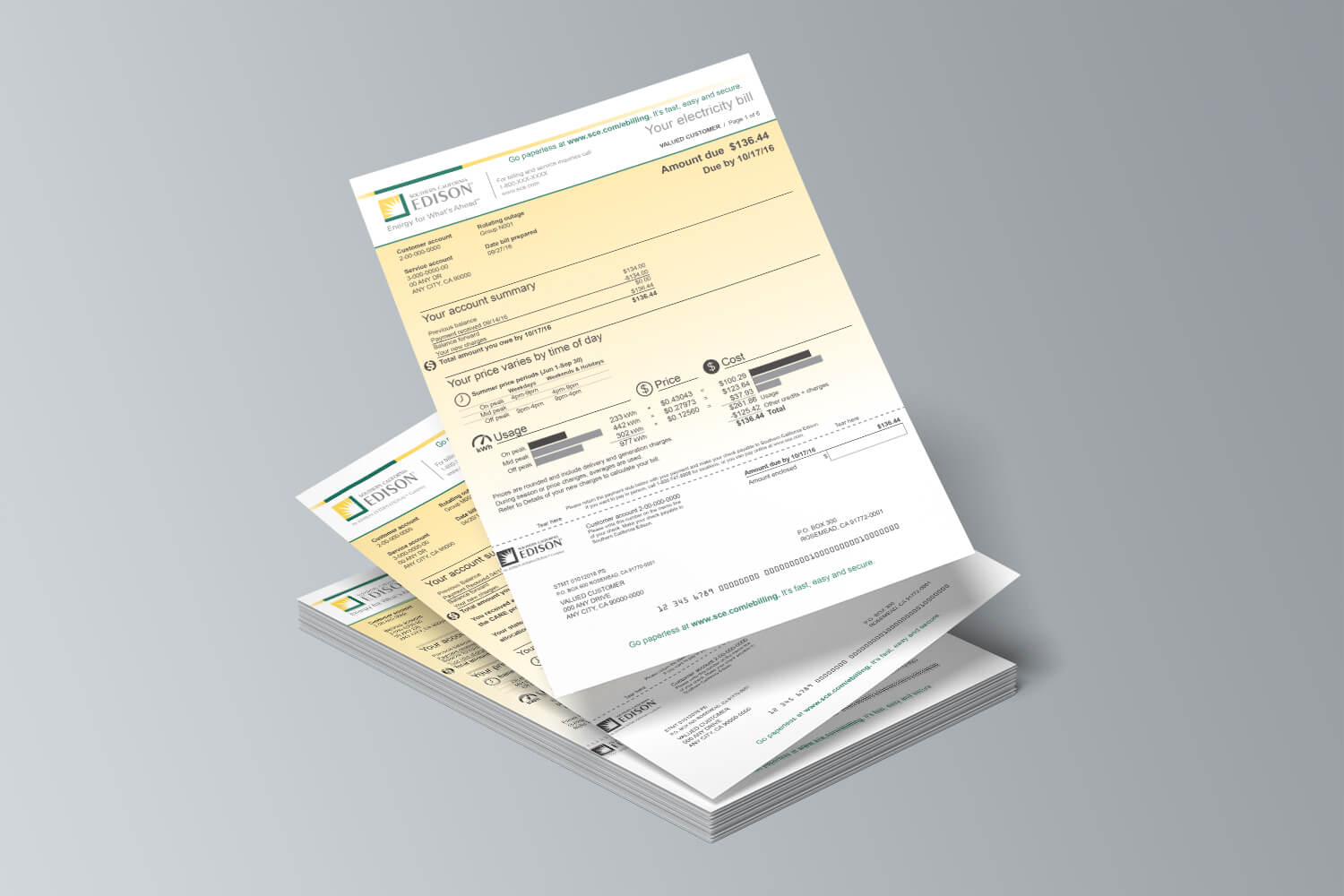 BRY Studios Southern California Edison SCE   Sce Bill Redesign 3 Sheets 